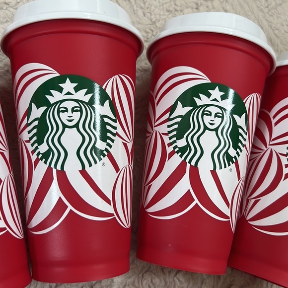 Bundle of 4 2024 Starbucks holiday reusable cups and lids, New condition - Picture 15 of 16